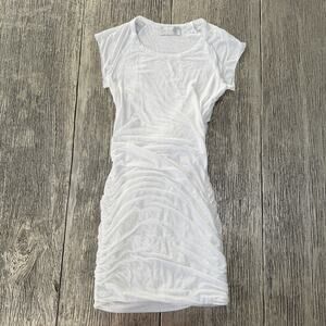 ALC Bodycon Dress Size Small White Ruched Short Sleeve Stretch